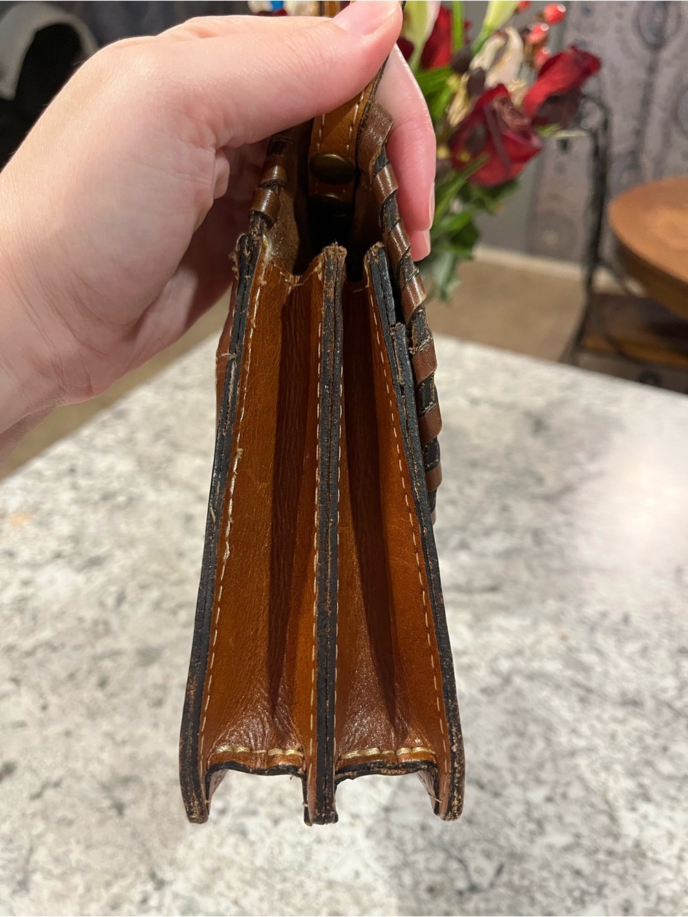 Patricia Nash Hand-Tooled Tan Leather Crossbody Bag EUC - Picture 4 of 16